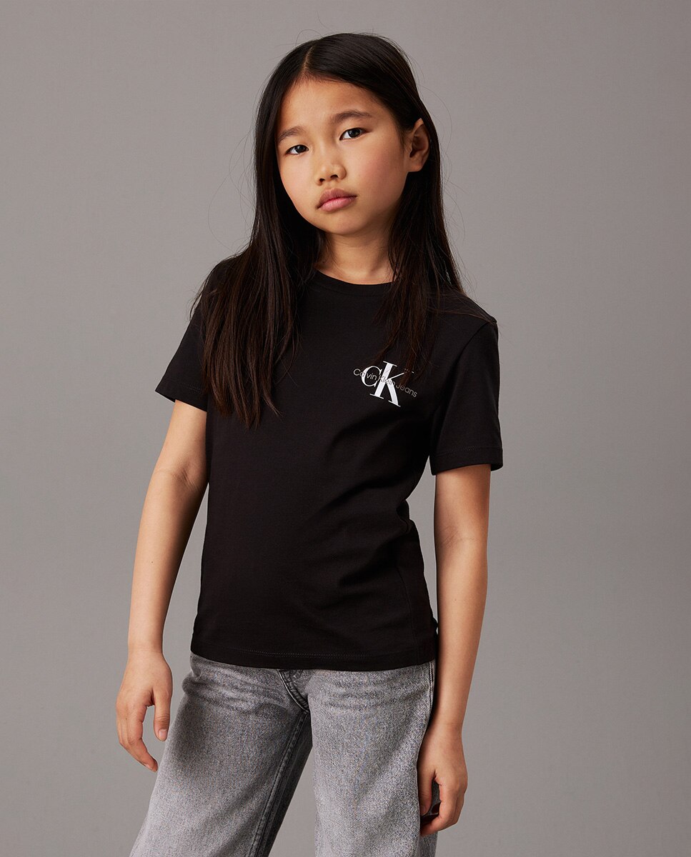 T-shirt Unissexo com Monograma CK Calvin Klein Preto-1