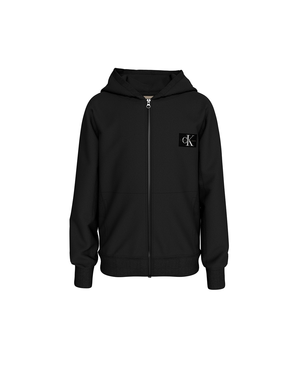 Sweatshirt de menino com fecho de correr Calvin Klein Preto-1
