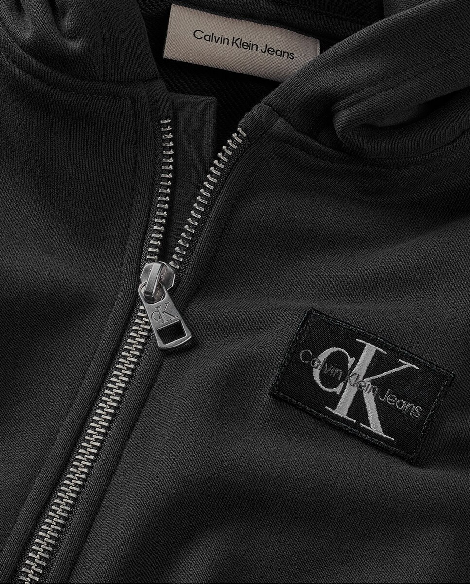 Sweatshirt de menino com fecho de correr Calvin Klein Preto-3