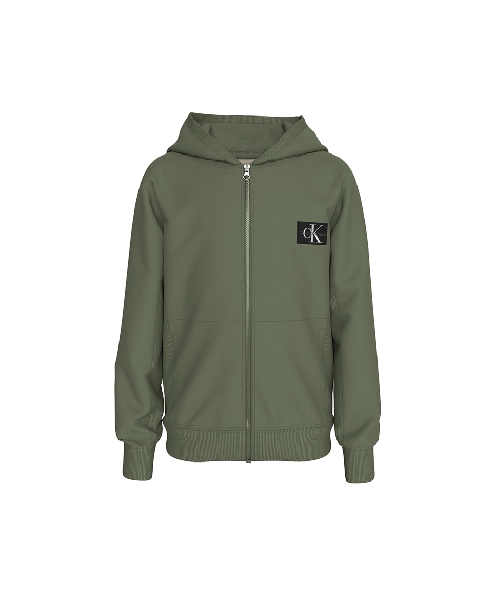 Sweatshirt de menino com fecho de correr Calvin Klein Verde-1
