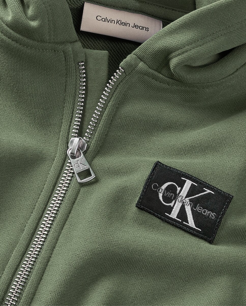 Sweatshirt de menino com fecho de correr Calvin Klein Verde-2