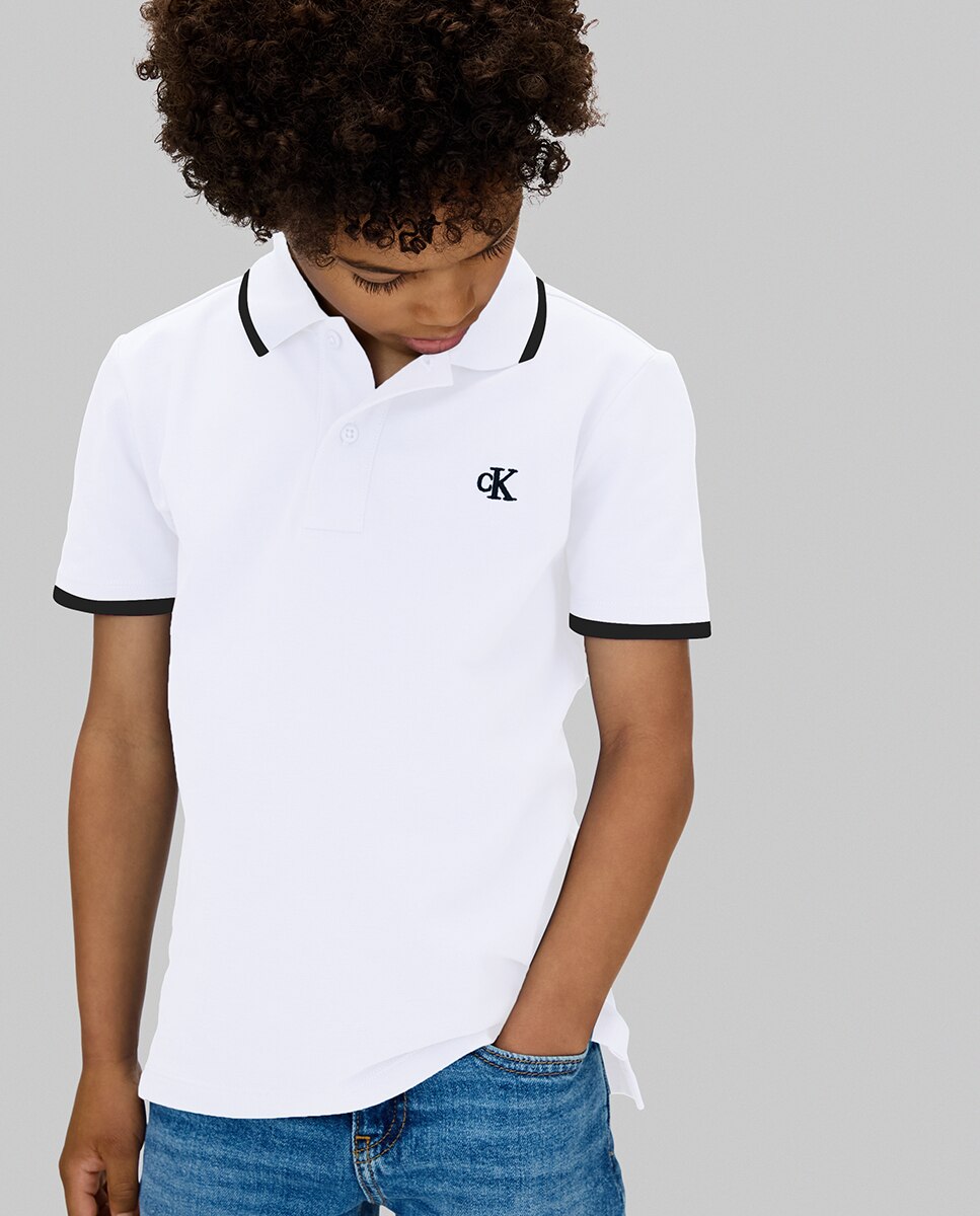 Pólo com manga curta Calvin Klein Branco-5