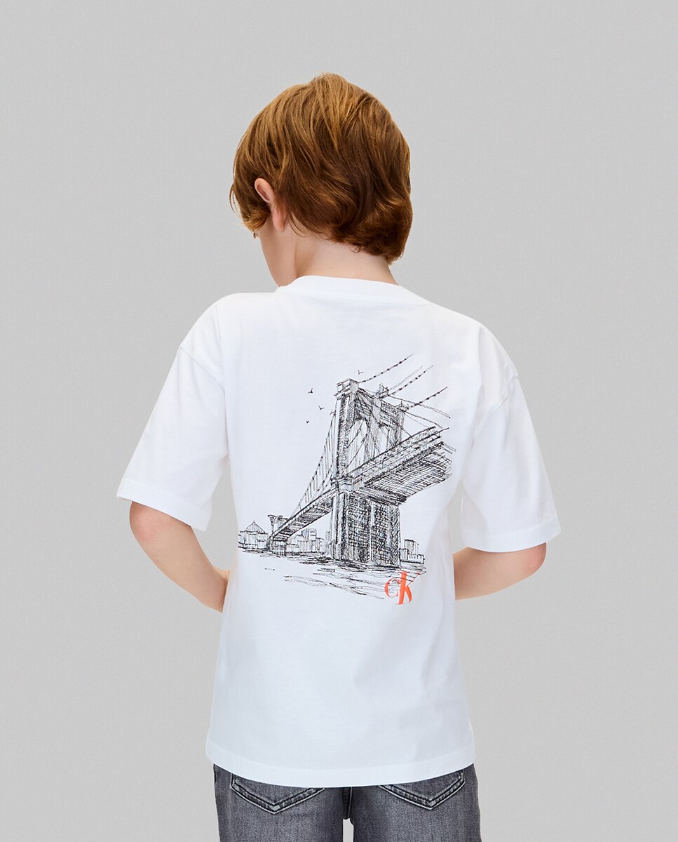 T-shirt com Ilustração nas Costas Branco-2