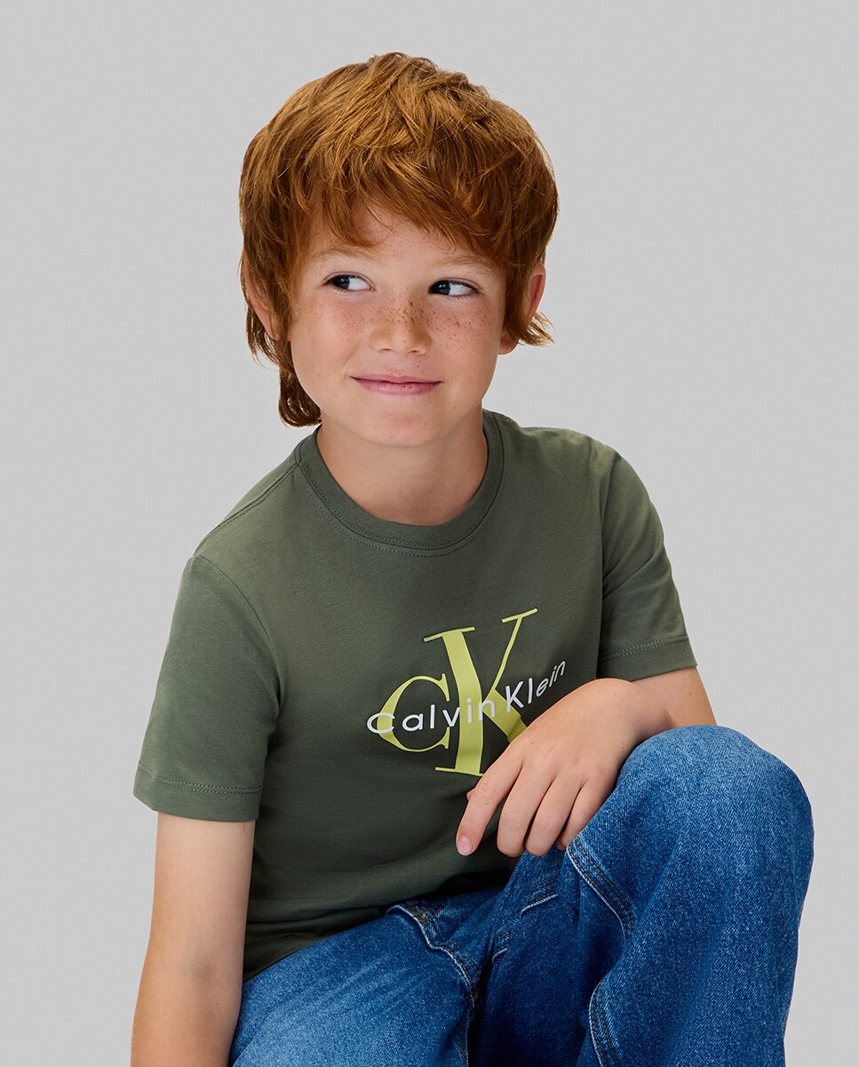 T-shirt com Monograma CK Calvin Klein Verde-5