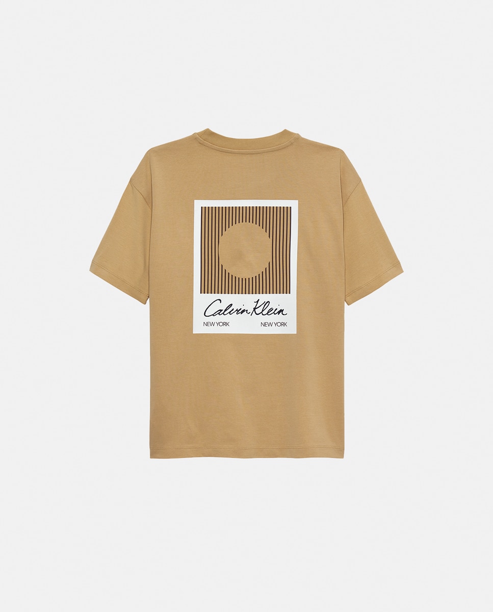 T-shirt de Algodão com Logótipo Calvin Klein Castanho-2