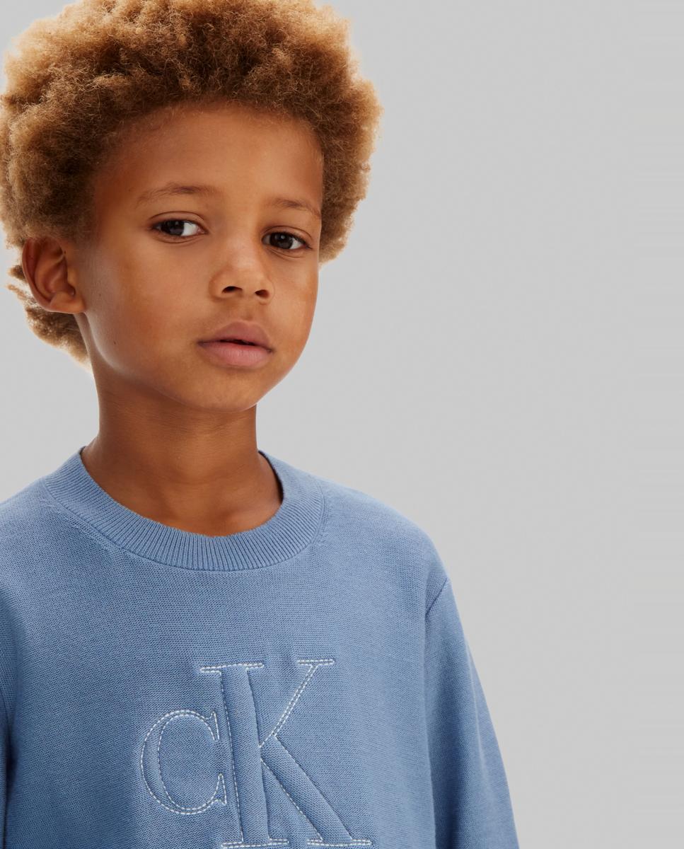 Camisola de Malha com Monograma Calvin Klein Azul-5