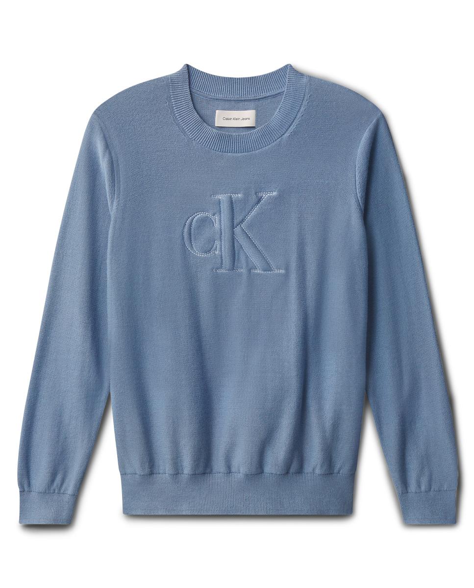 Camisola de Malha com Monograma Calvin Klein Azul-6