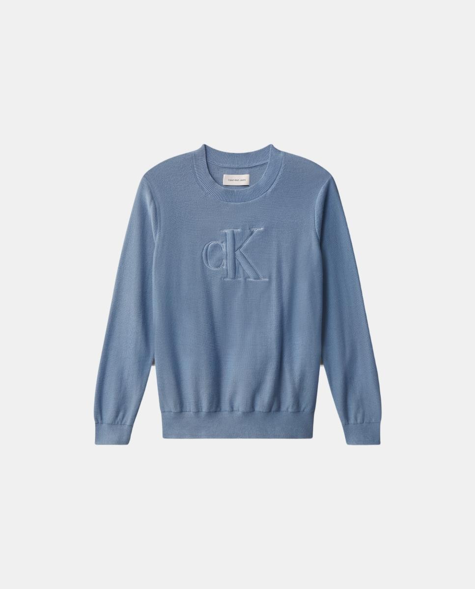 Camisola de Malha com Monograma Calvin Klein Azul-7