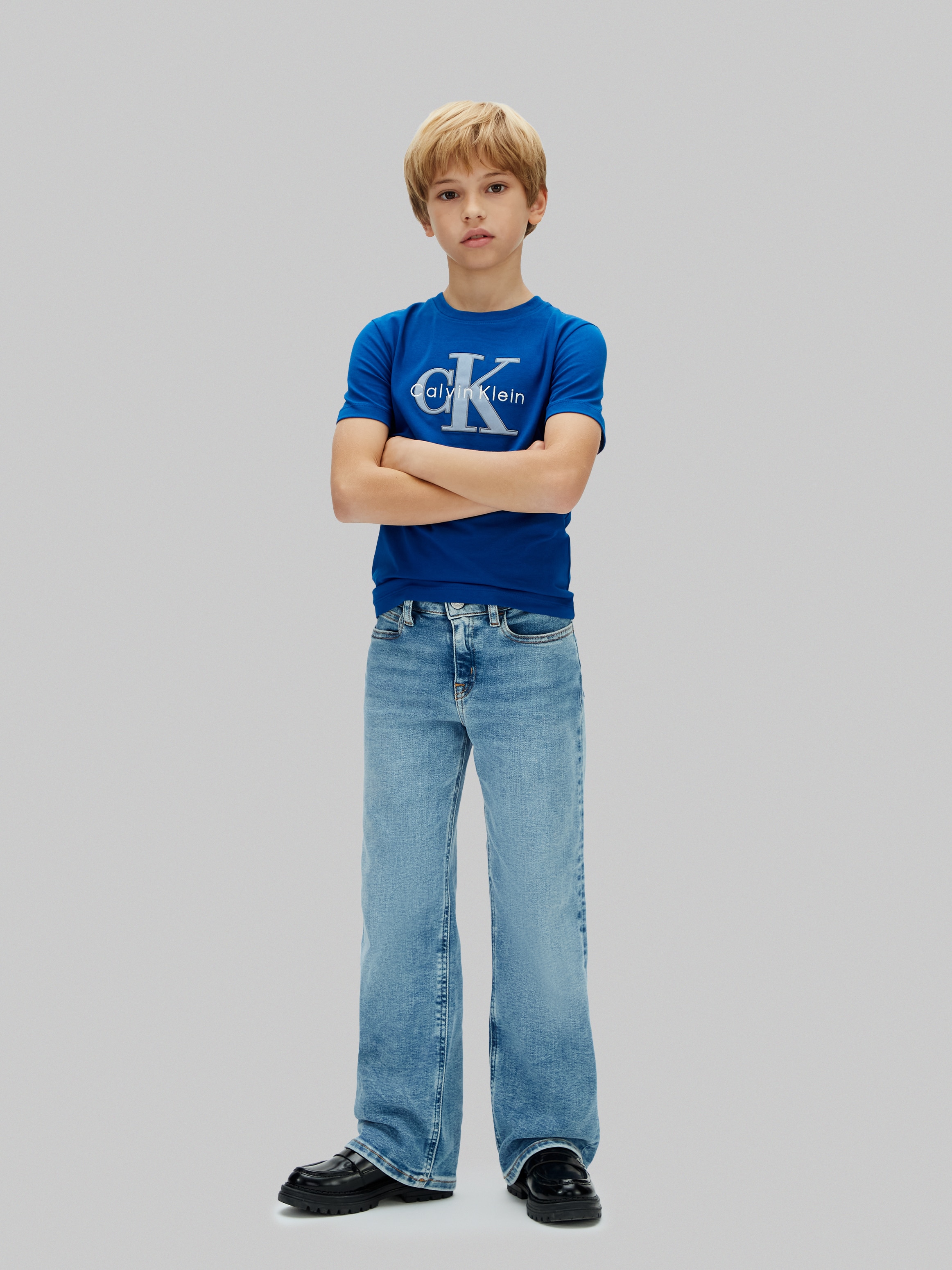 T-shirt com Monograma à Frente Calvin Klein Azul-2