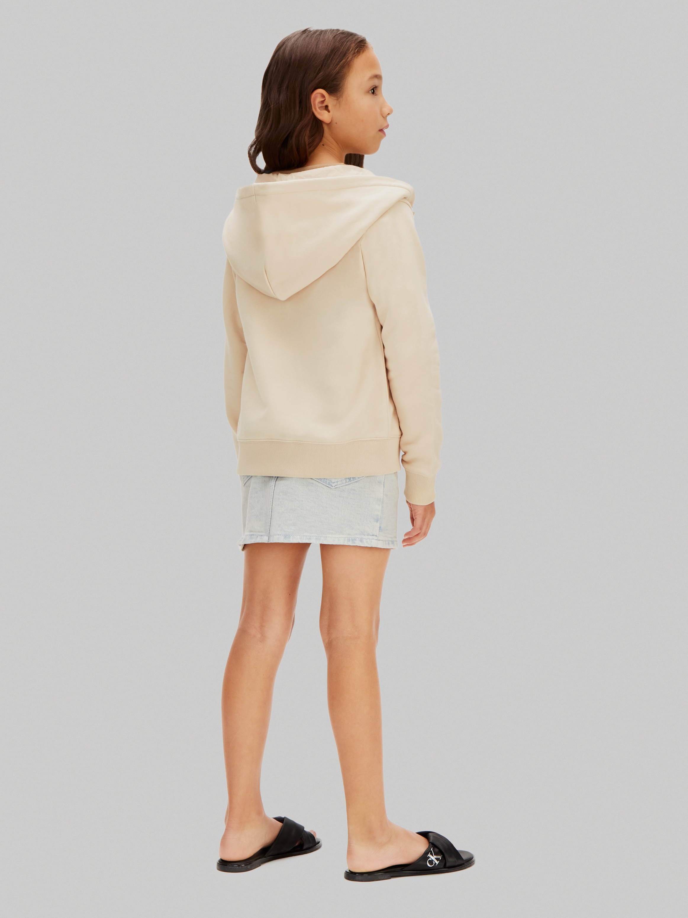 Sweatshirt Unissexo com Fecho de Correr Calvin Klein Cinzento-3