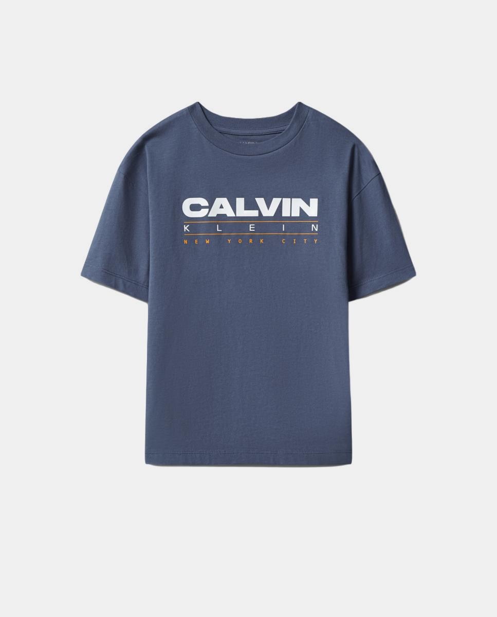 T-shirt com Ilustração Azul-5