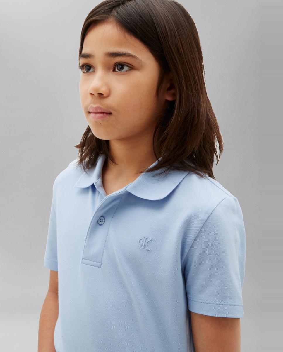 Polo Piqué com Logótipo Calvin Klein Azul-3