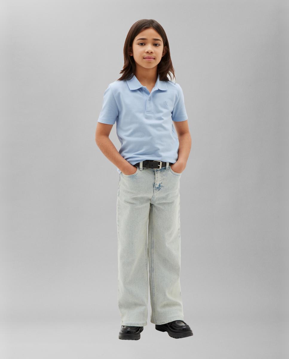 Polo Piqué com Logótipo Calvin Klein Azul-4