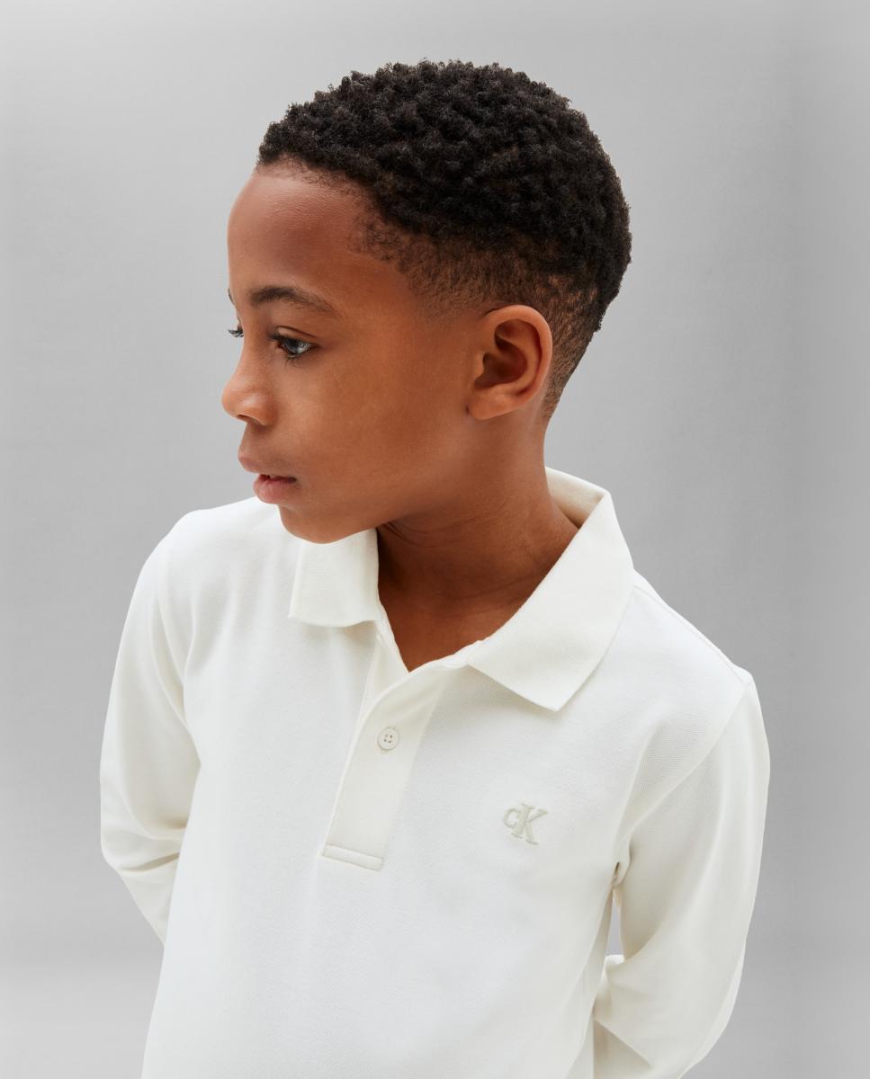 Polo Piqué de Manga Comprida Calvin Klein Branco-3
