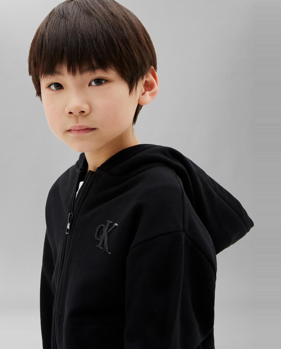 Sweatshirt de menino com fecho de correr Calvin Klein Preto-3
