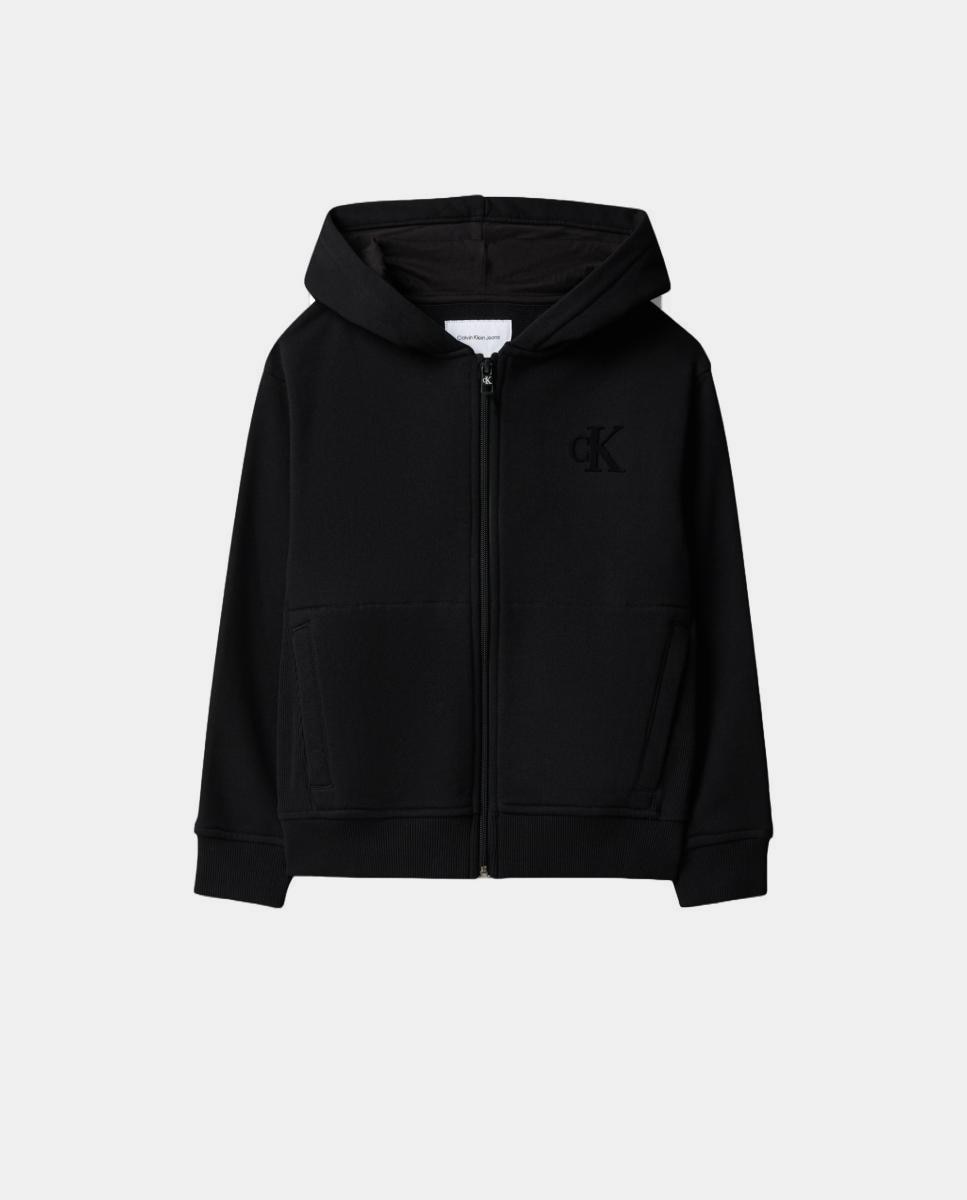 Sweatshirt de menino com fecho de correr Calvin Klein Preto-5