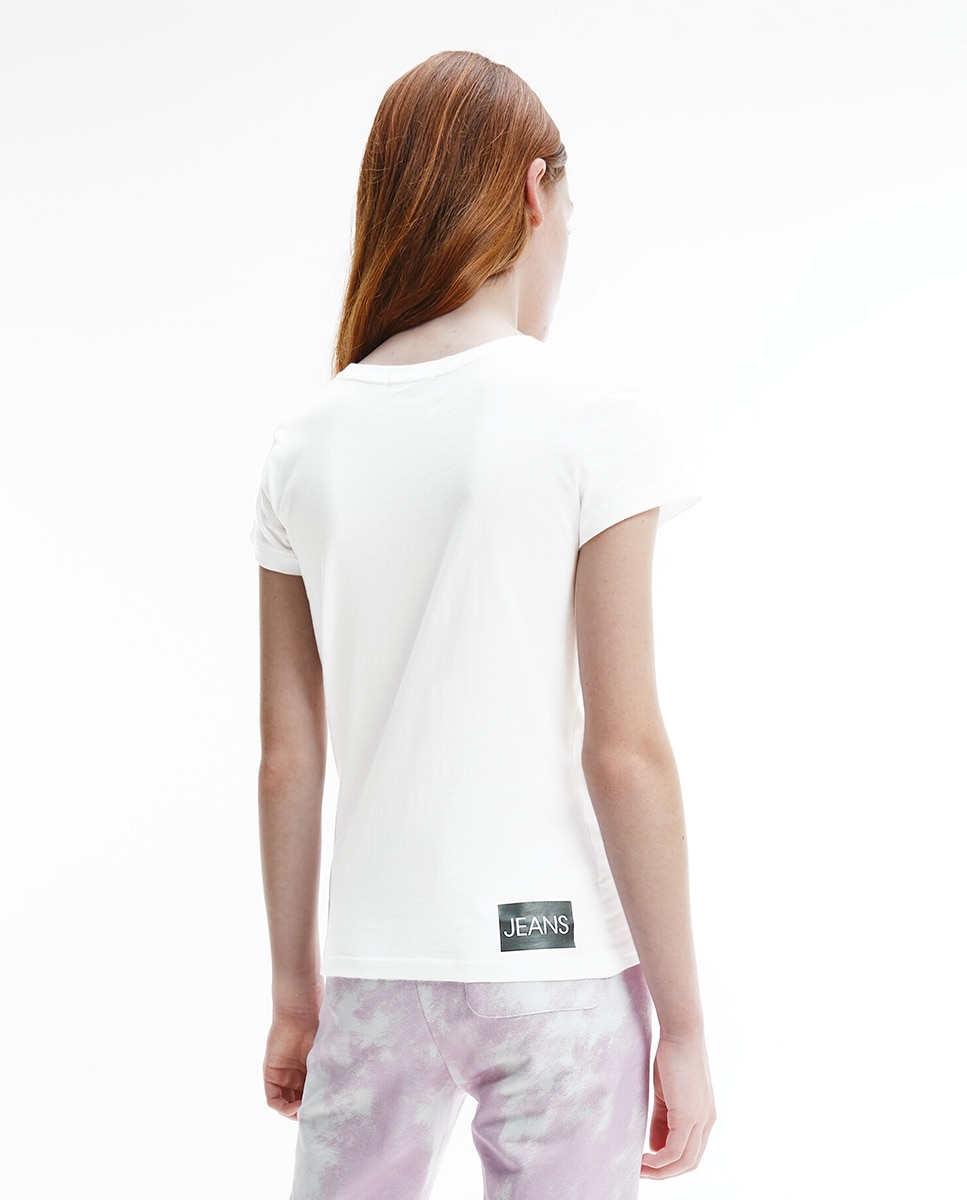 T-shirt de menina em branco com estampado Calvin Klein Branco-2