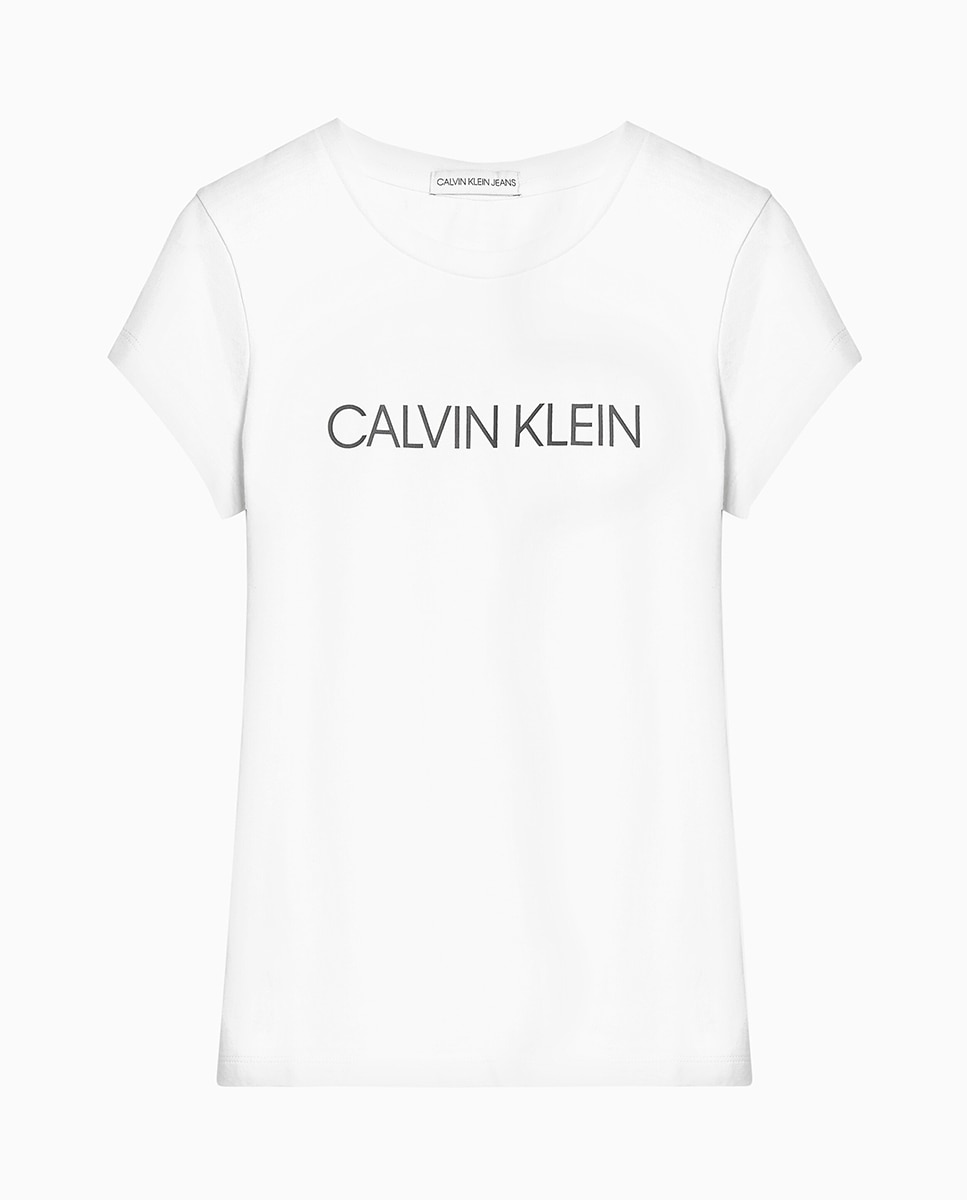 T-shirt de menina em branco com estampado Calvin Klein Branco-5
