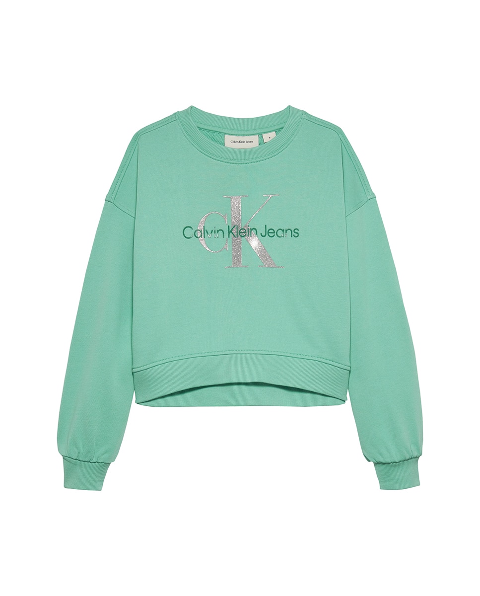 Sweatshirt com Logótipo Glitter Calvin Klein Verde-1