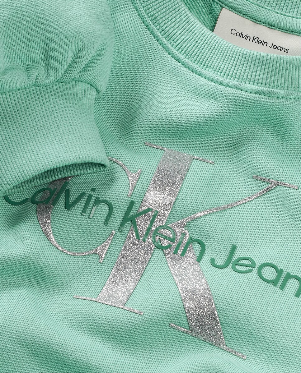 Sweatshirt com Logótipo Glitter Calvin Klein Verde-2