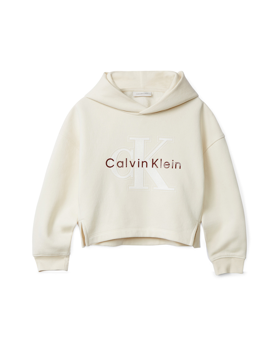 Sweatshirt com Capuz e Logótipo de Glitter Calvin Klein Cinzento-5