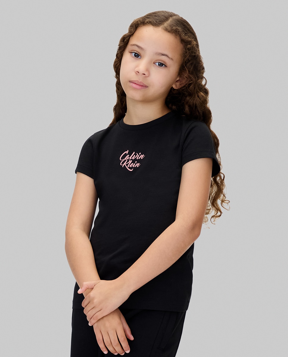 T-shirt com Ilustração de Lettering Preto-1