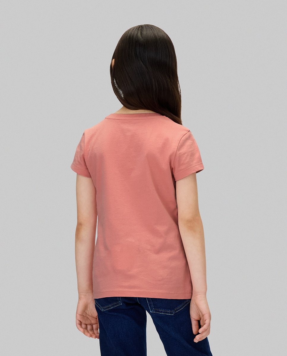 T-shirt com Ilustração de Lettering Rosa-2