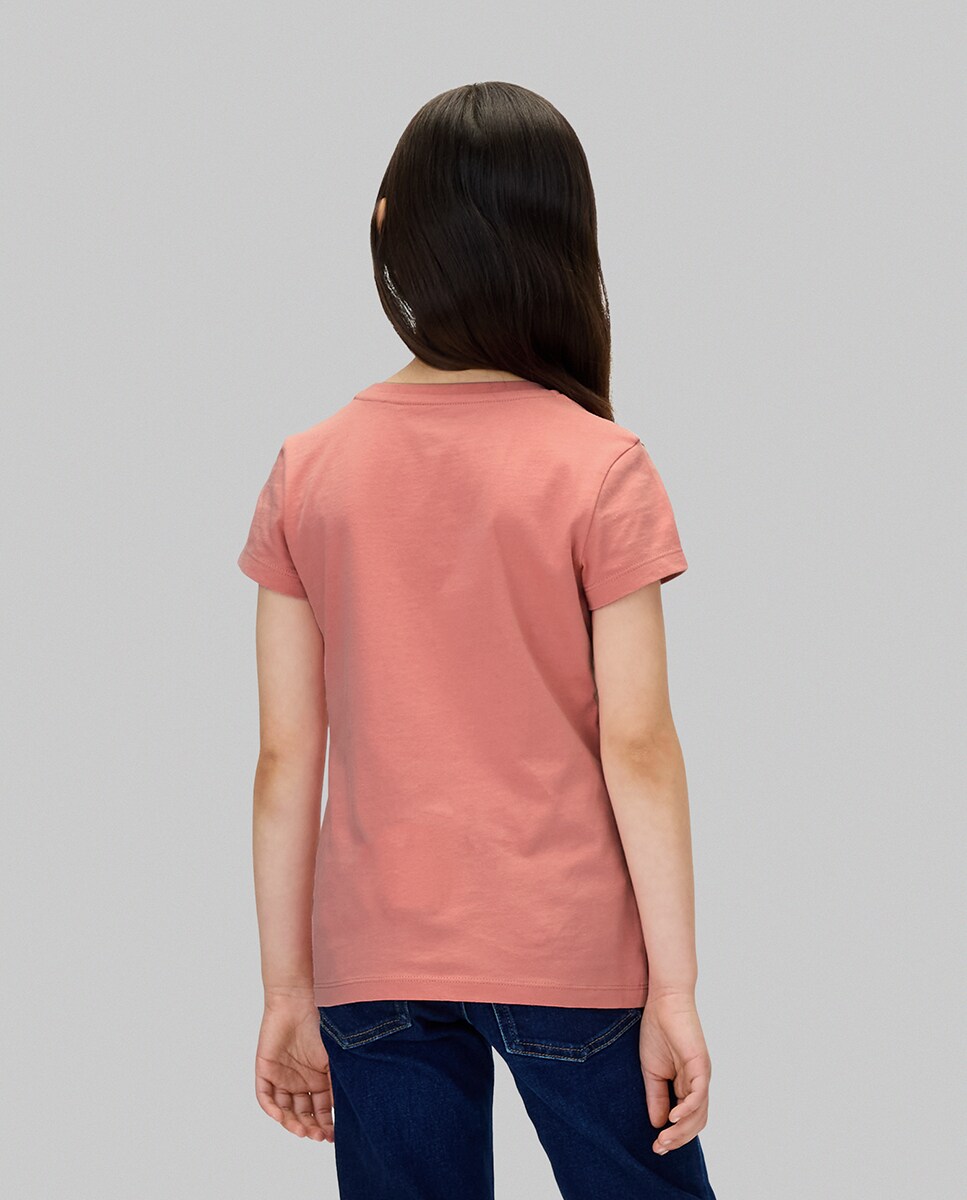 T-shirt com Ilustração de Lettering Rosa-2