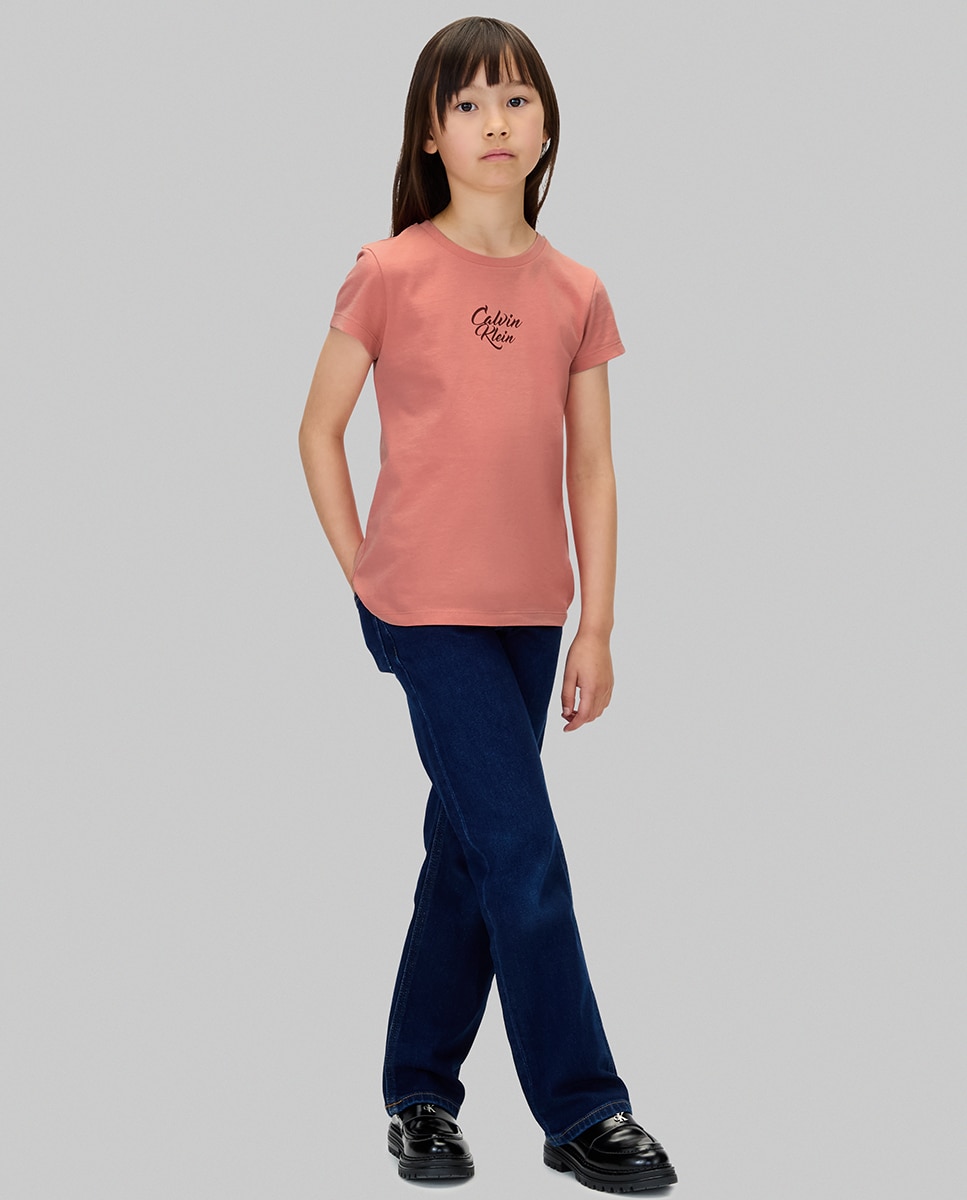 T-shirt com Ilustração de Lettering Rosa-3