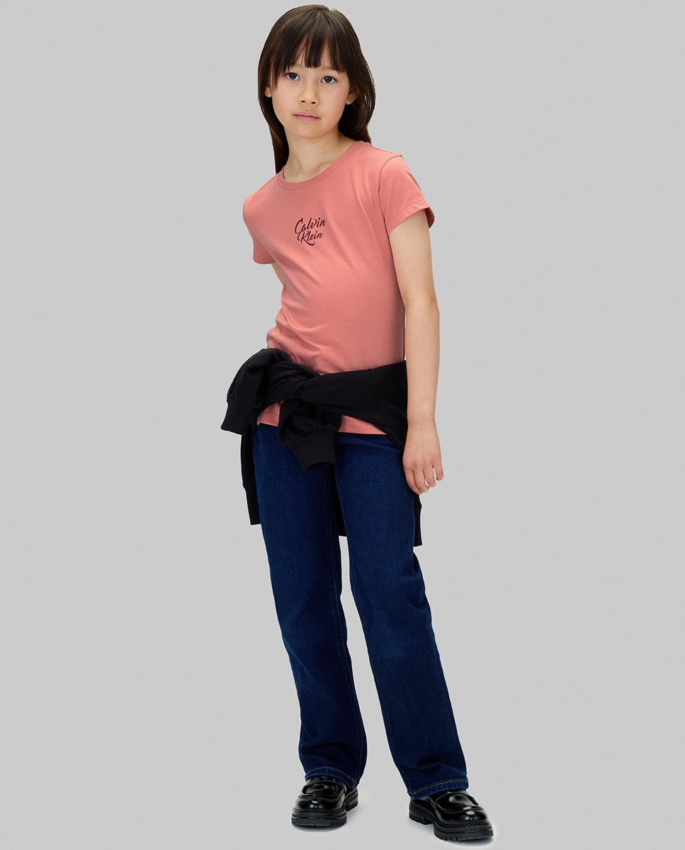 T-shirt com Ilustração de Lettering Rosa-5