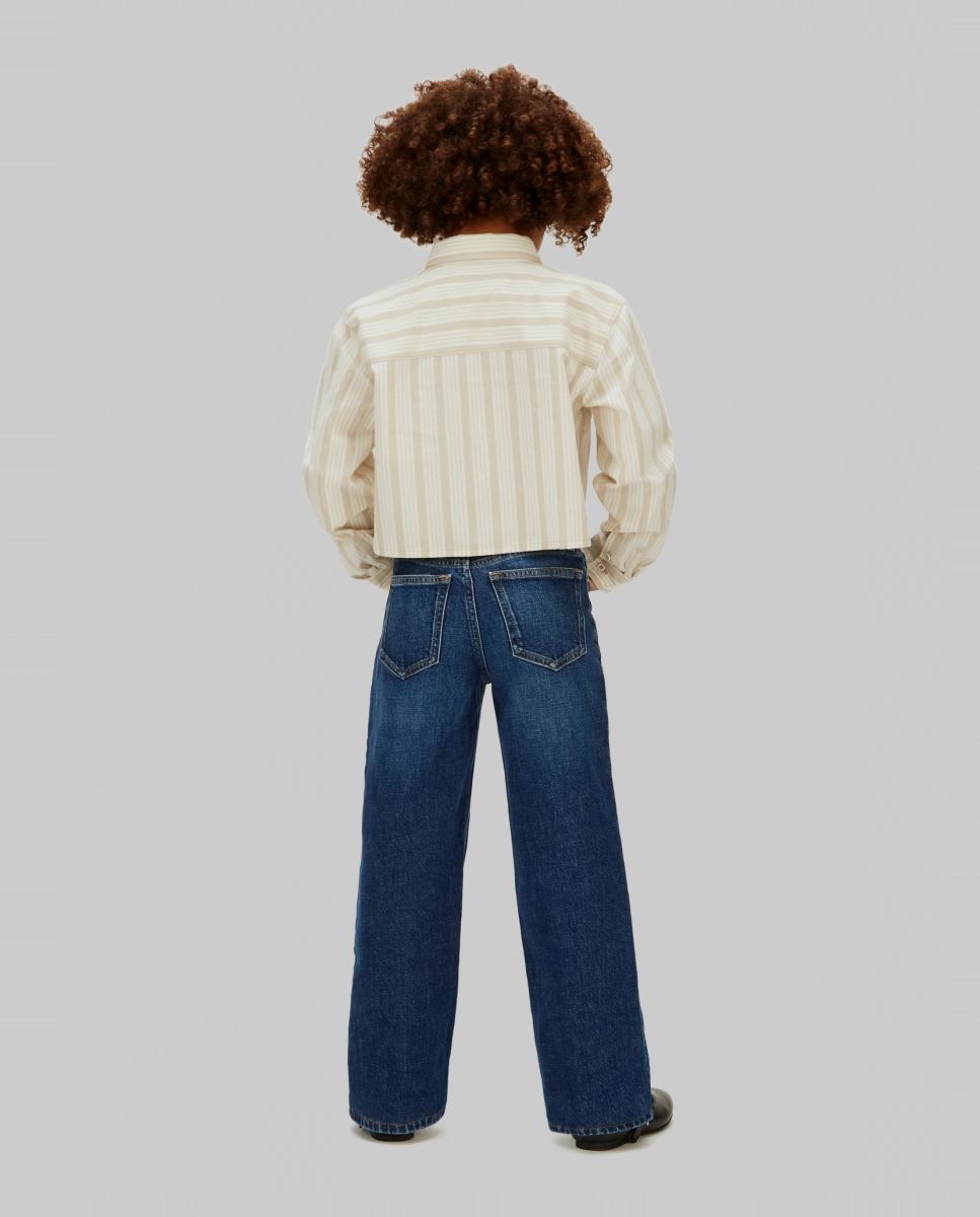 Camisa Cropped às Riscas Calvin Klein Castanho-3