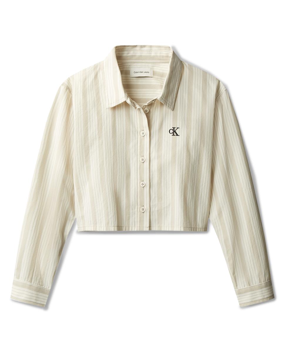 Camisa Cropped às Riscas Calvin Klein Castanho-6