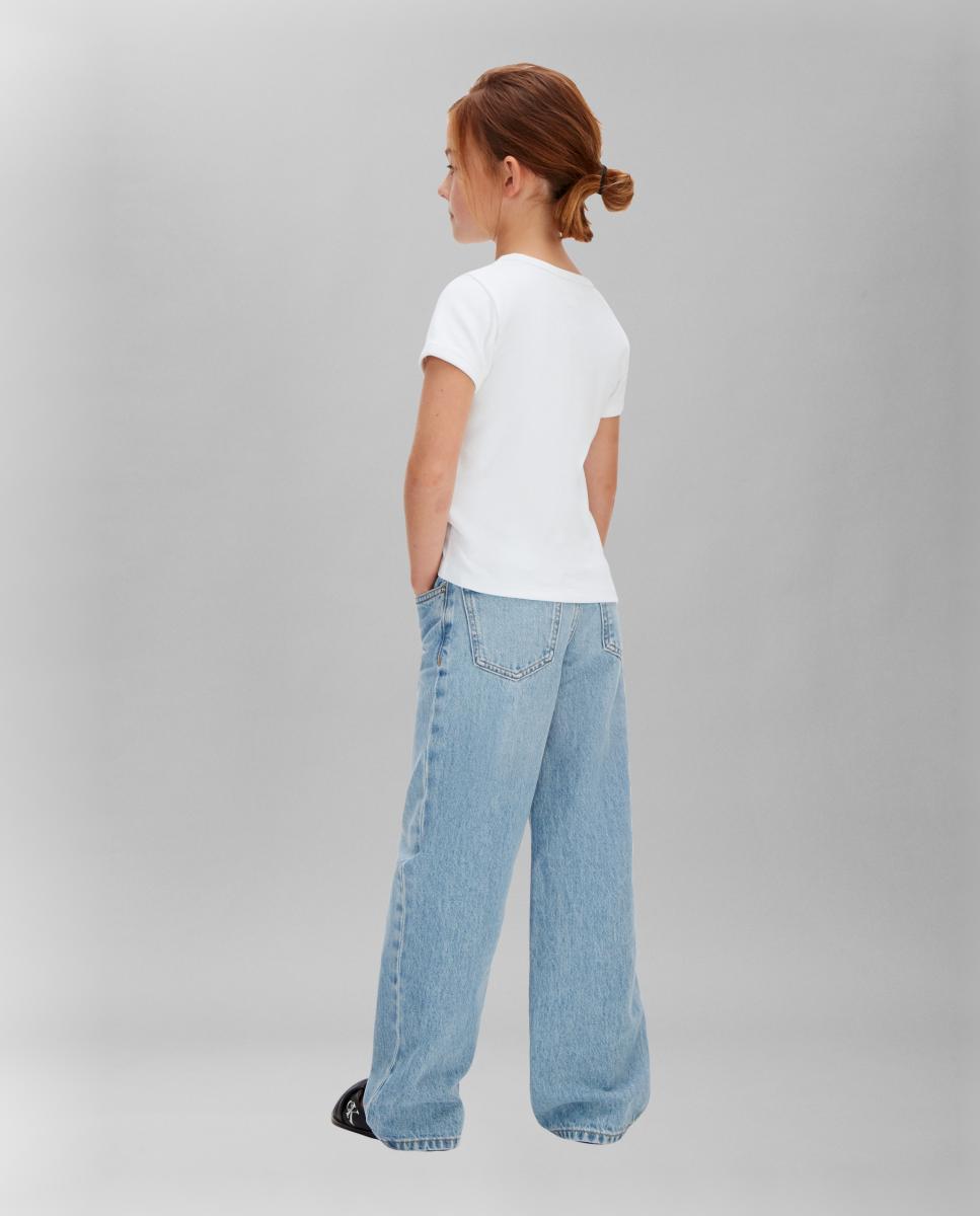 T-shirt Canelada com Monograma Calvin Klein Branco-2