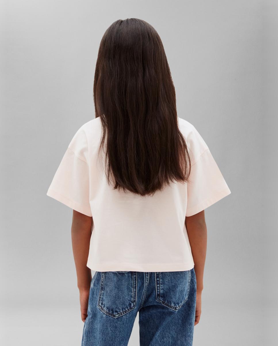 T-shirt de menina com logótipo Rosa-2
