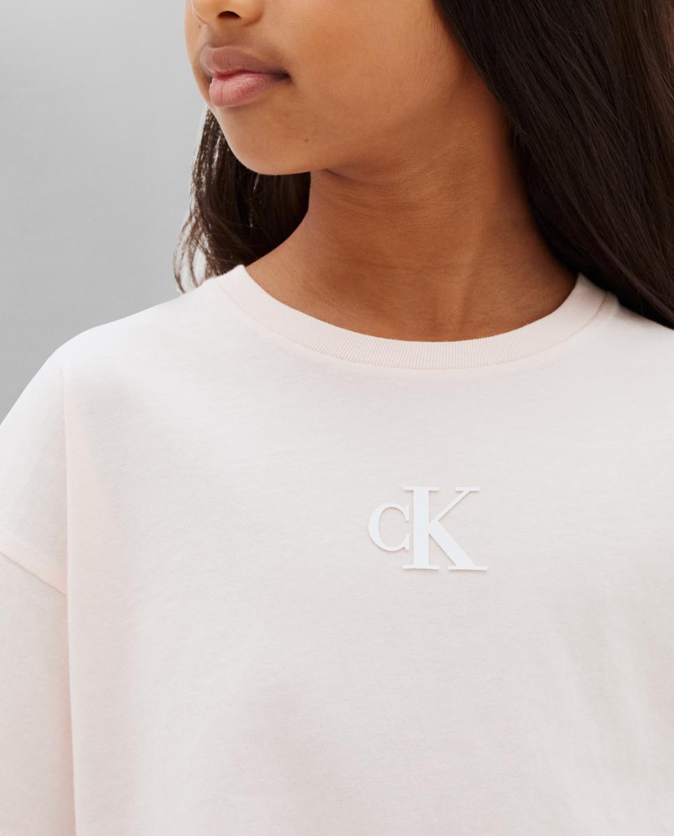 T-shirt de menina com logótipo Rosa-3