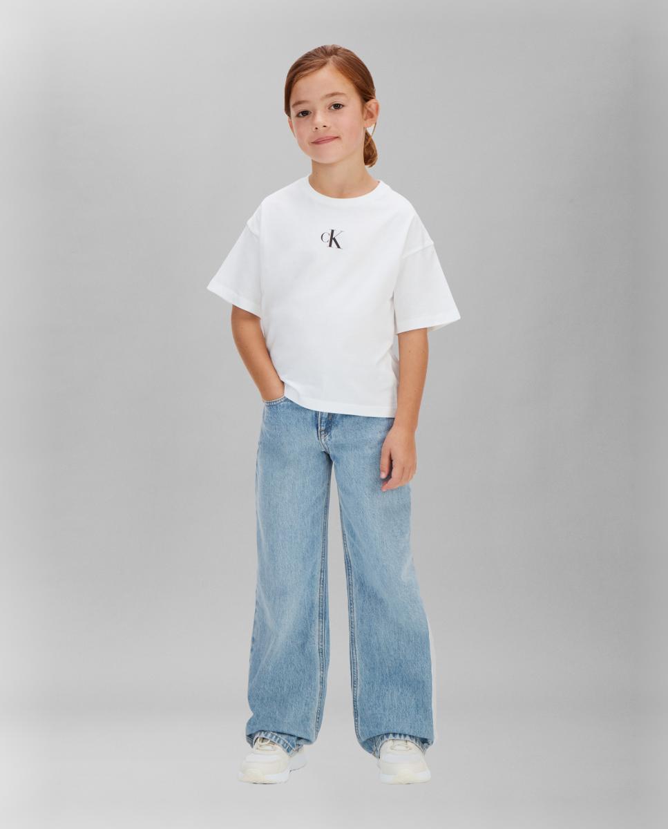 T-shirt de menina com logótipo Branco-3