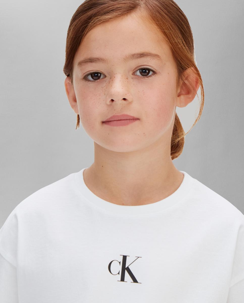T-shirt de menina com logótipo Branco-4