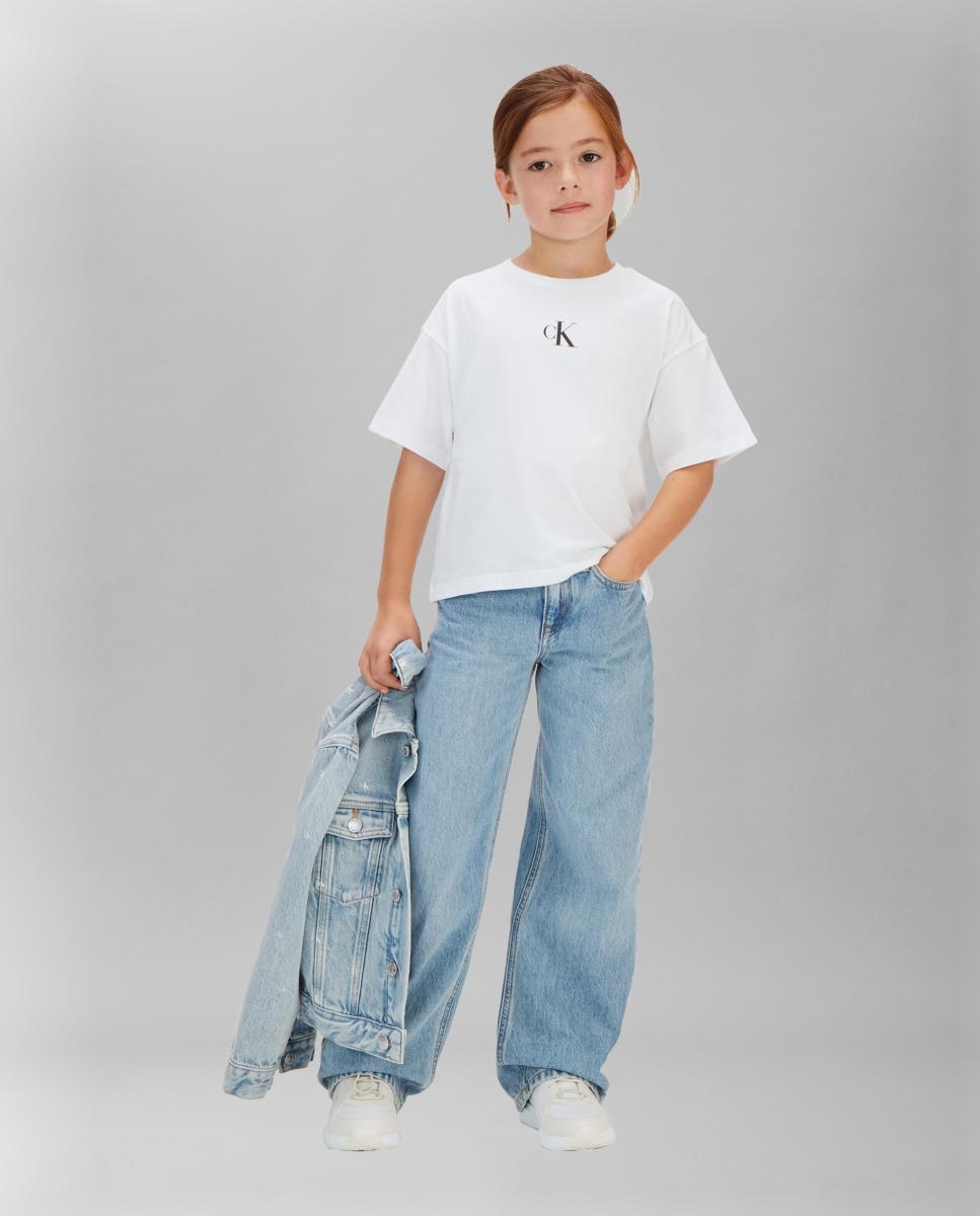 T-shirt de menina com logótipo Branco-5