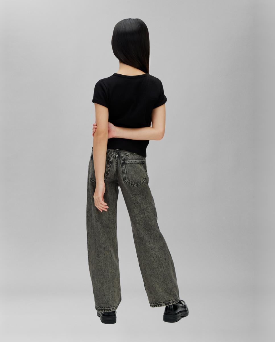 T-shirt de menina com logótipo Preto-2