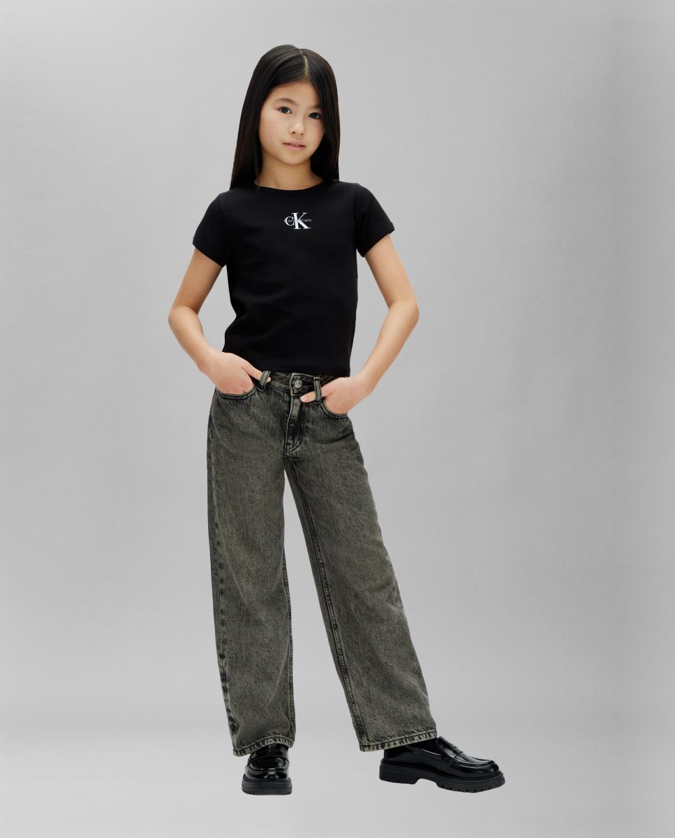 T-shirt de menina com logótipo Preto-3