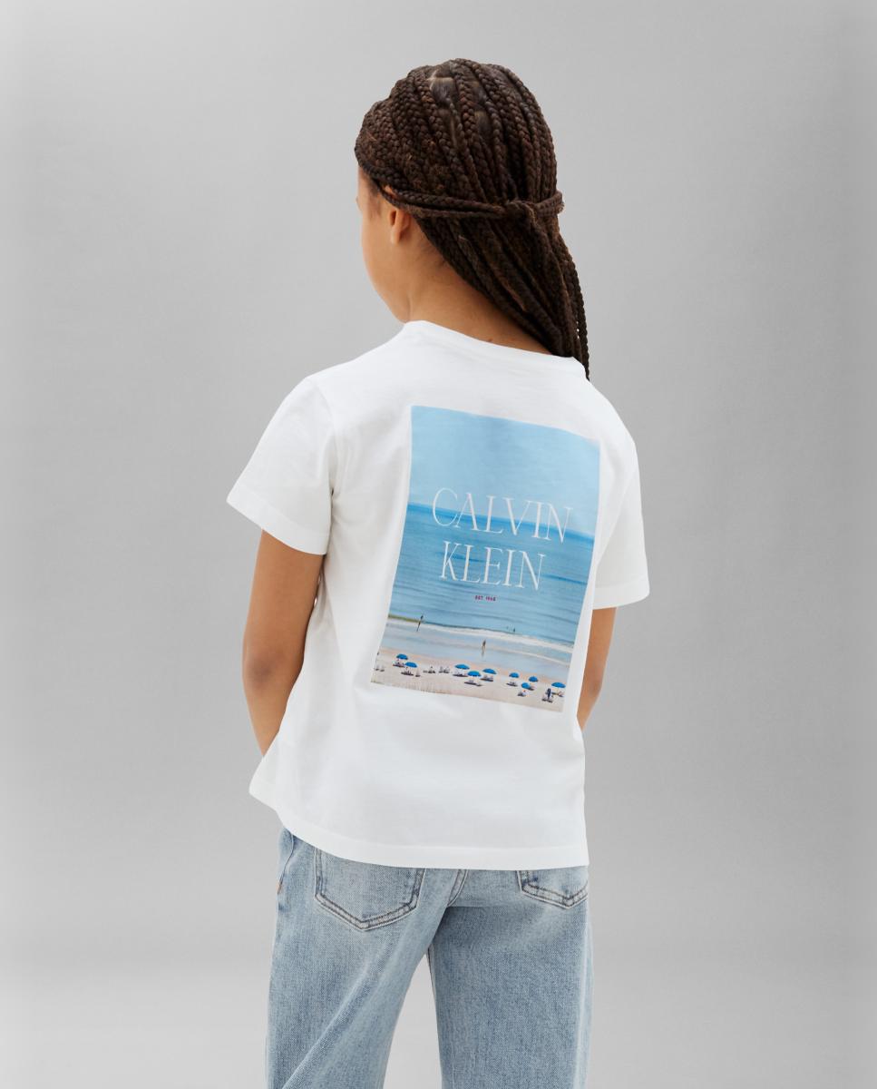 T-shirt com Ilustração Calvin Klein Branco-2