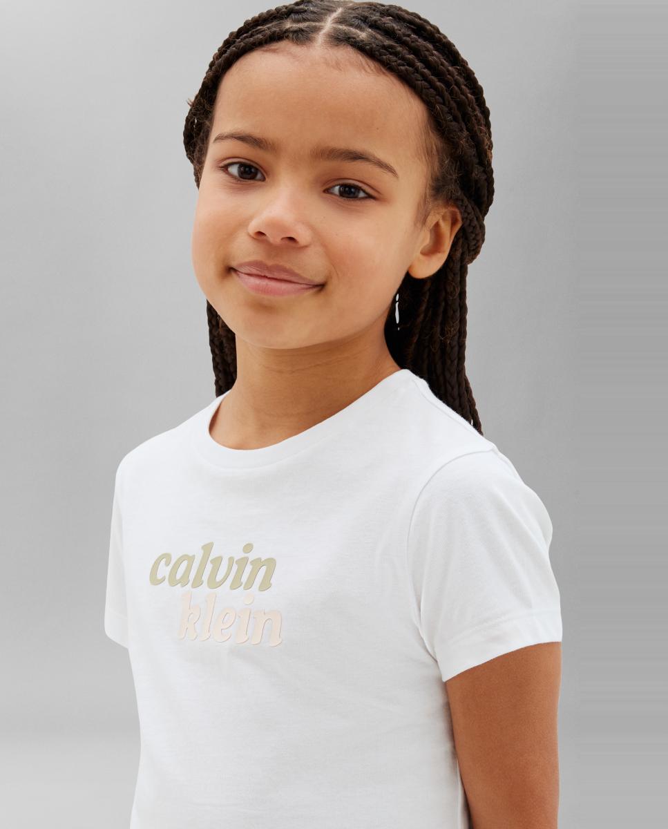 T-shirt com Ilustração Calvin Klein Branco-3