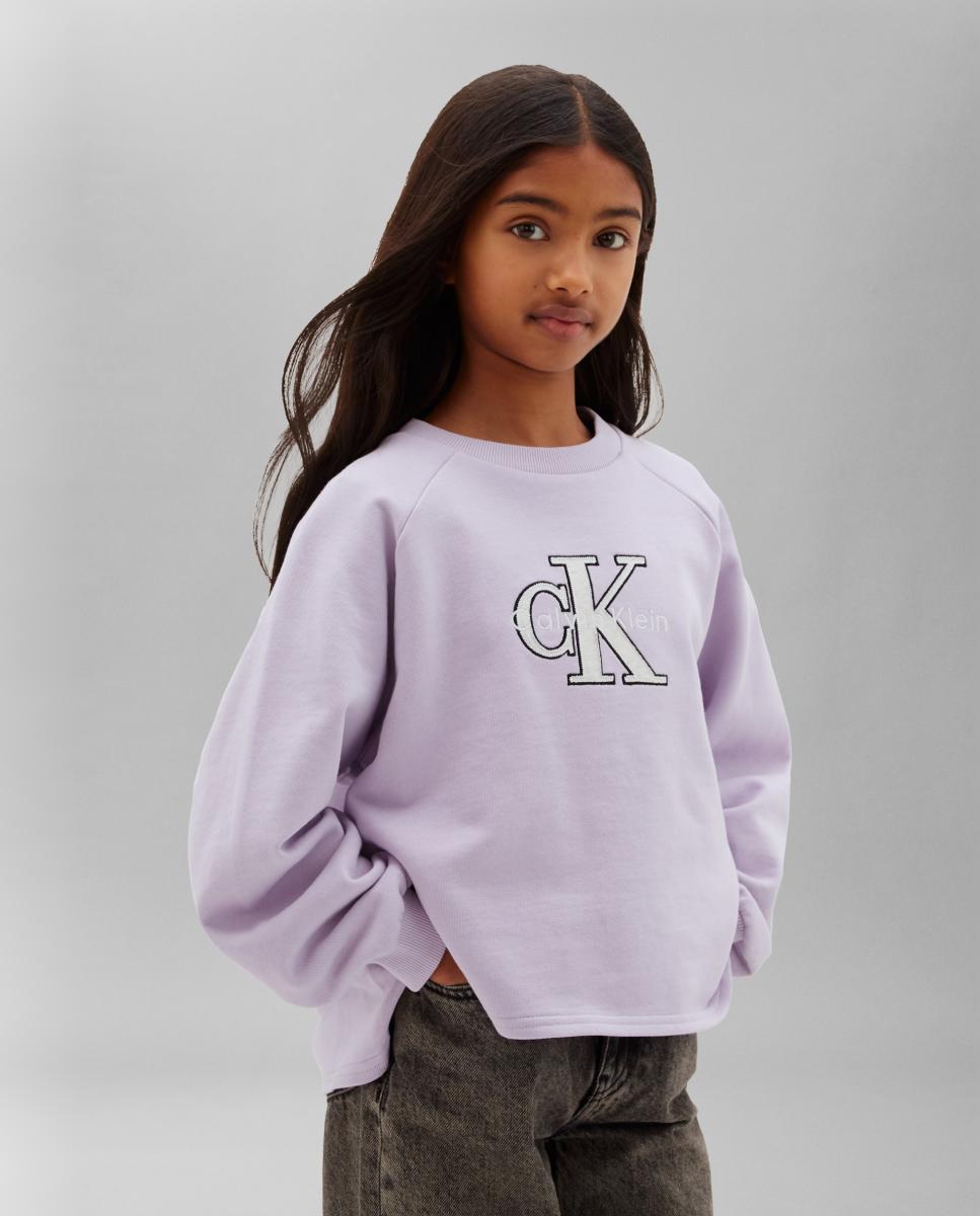 Sweatshirt de menina com logótipo Calvin Klein Roxo-3