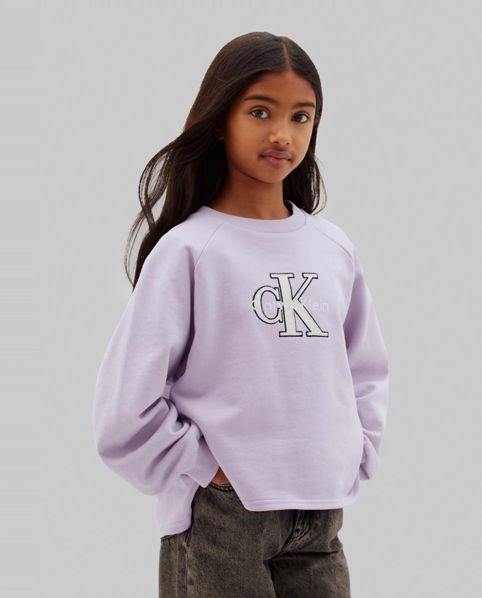 Sweatshirt de menina com logótipo Calvin Klein Roxo-4