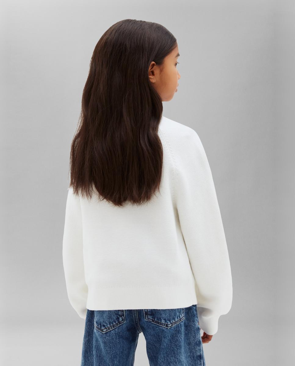 Camisola de malha de menina com logótipo Calvin Klein Branco-2