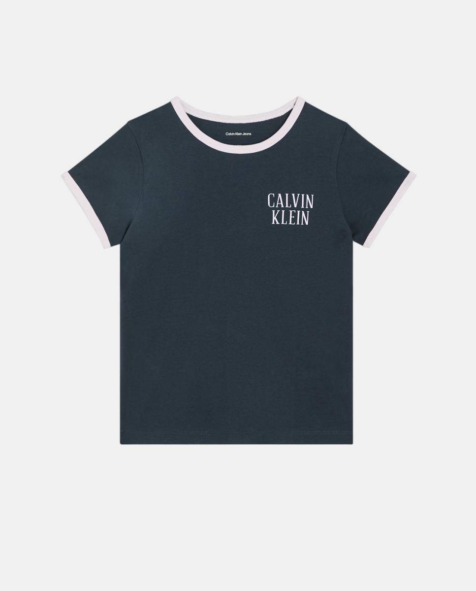 Camiseta de niña con gráfico y contraste - Calvin Klein - Azul Azul-1