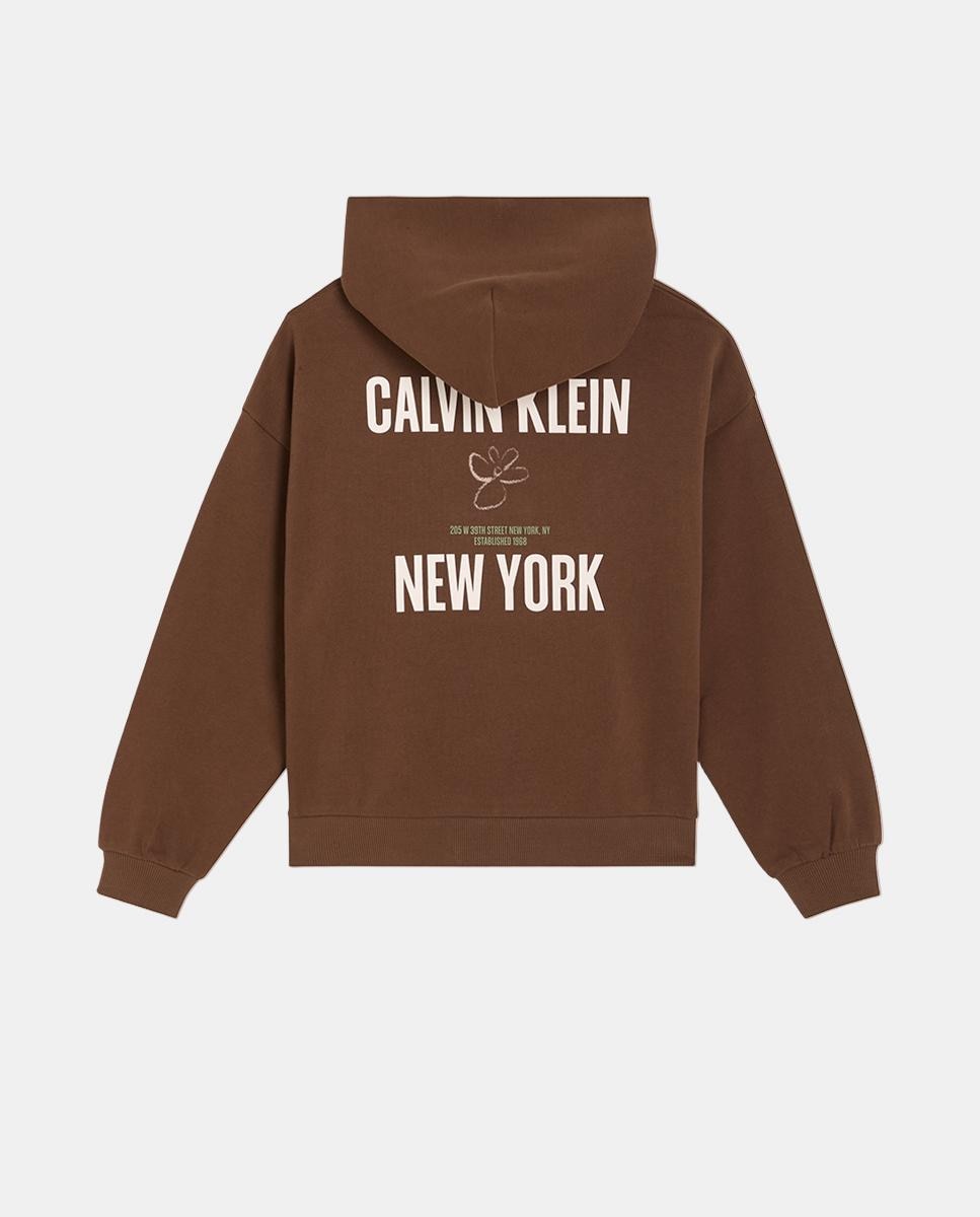 Sweatshirt com Estampado Gráfico nas Costas Castanho-2