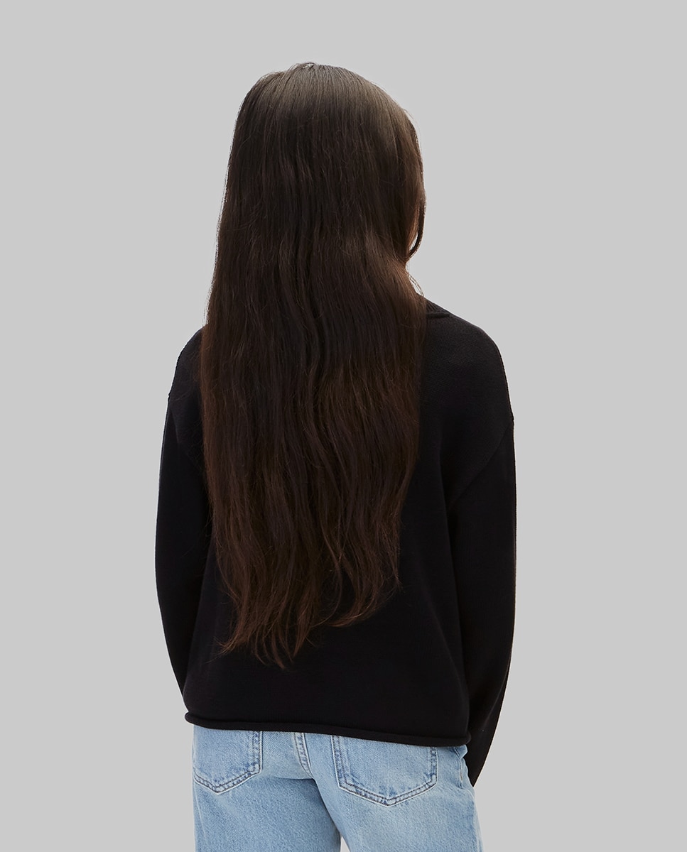 Camisola de Malha com Aplique de Logótipo Preto-2