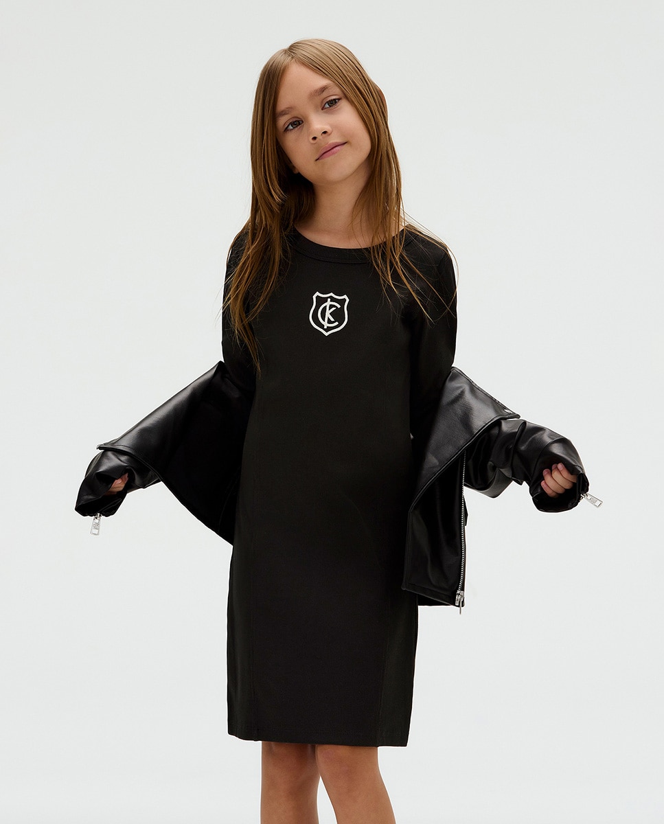 Vestido de Manga Comprida Preto-1