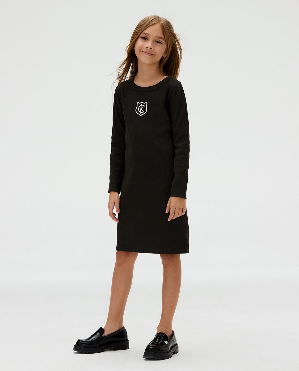 Vestido de Manga Comprida Preto-5